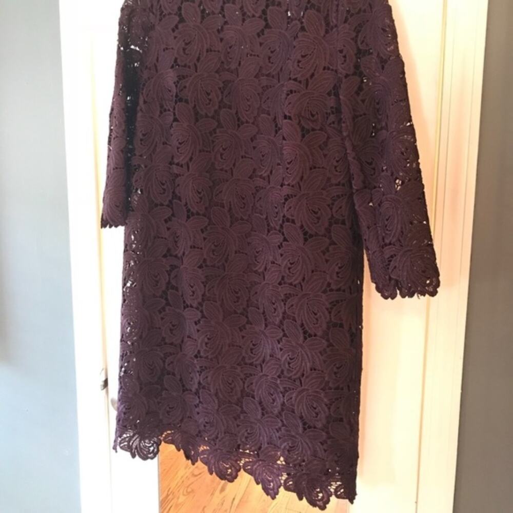 Burgundy Lace Long Sleeve Shift Dress